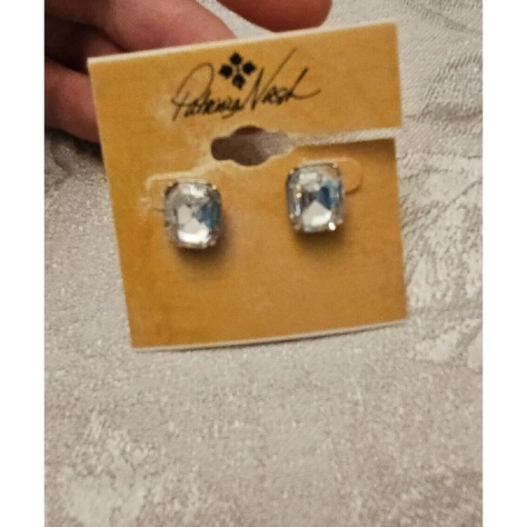 Patricia Nash Earrings Large Chunky Clear Crystal Faceted Stud Signed Designer - Picture 2 of 7